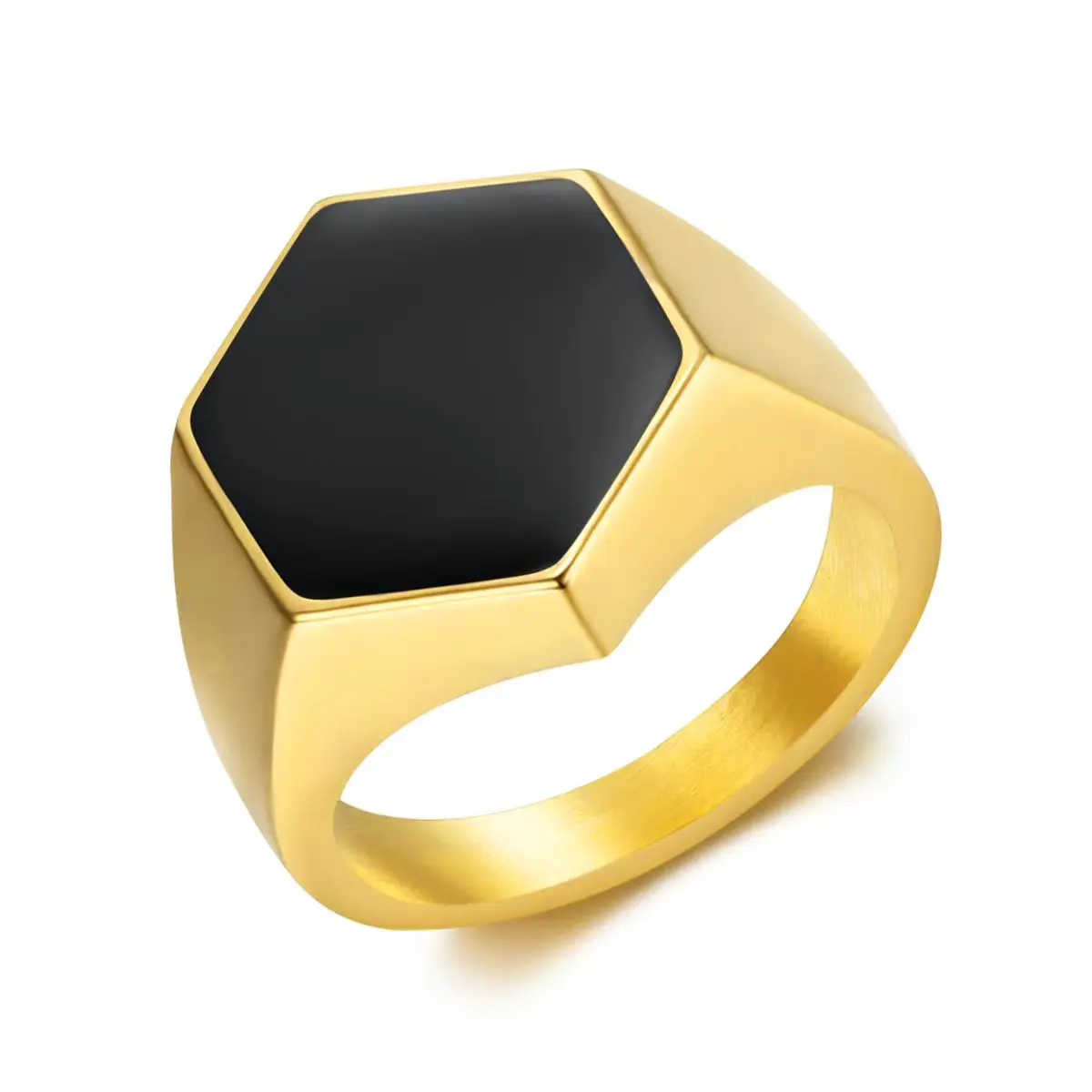 Men's Hexagon Rings in Stainless Steel, Geometric Fashion Jewelry Accessory for Everyday Wear, Prop 65 Safe, Fashion Jewelry Accessories, Daily Wear Jewelry