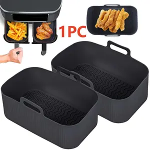 Air Fryer Silicone Pot, 1 Count Rectangular Air Fryer Silicone Tray, Baking Tray for Home Kitchen Dining Room Picnic, Grill Accessories, Household Appliances, Air Fryer Tray Set, Indoor Grills Accessories