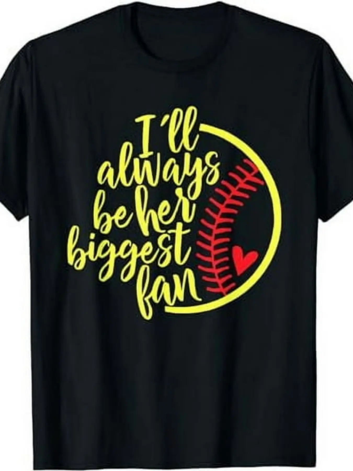 I'll Always Be Her Biggest Fan Mothers Day Gift Softball Mom T-ShirtSame style for men and women 2025 summer short-sleeved printed T-shirt pure 220G