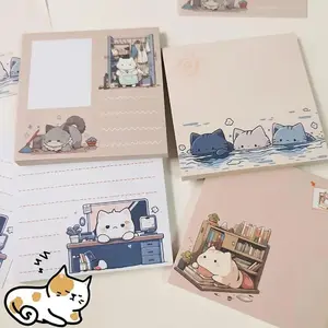 Cartoon Cat Pattern Sticky Note, 4pcs/set Cute Post-it Note, Message Forgotten Note Pad, Office Stationery Supplies (50 Sheets/Pad)