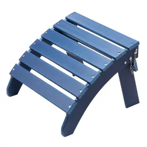 【fathersdaygift】VEVOR Adirondack Ottoman, 18.7L x 18.9W x 13.8H Inch HDPE Plastic Folding Adirondack Ottoman, Weather-Resistant Foot Rest for Adirondack Chair, Widely Used for Outside Porch Pool Lawn Backyard, Blue