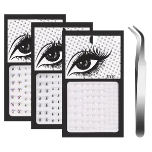 246 Pcs Face Gems Eye Jewels with Tweezers, Stocking Stuffers for Women Acrylic Rhinestone Stickers Self Adhesive Pearl Nail Hair Gems for Makeup (2mm & 3mm &4mm) springtok
