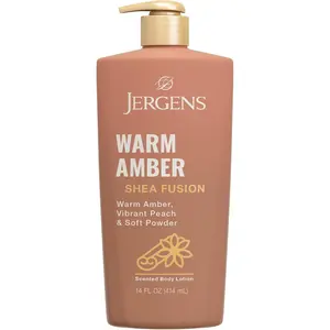 Jergens Shea Fusion Warm Amber Scented Lotion, Moisturizing Body Lotion with Shea Butter and Vitamin E, 14 fl oz