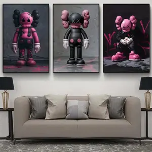 KAWS Pink Poster Set of 3, Printables Minimalist Kaws Figure Poster, Kaws Poster Print, Kaws Wall Art, Graffiti Kaws,Hypebeast Decor