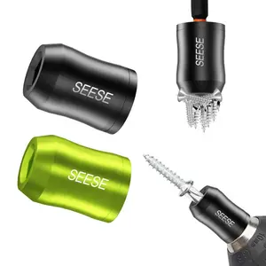 SEESE 2 Pcs Strong Magnetic Screw Ring, 1/4 Inch/ 6.35 mm Universal Magnetic Screw Ring Bit for Hex Screwdriver and Power Bits