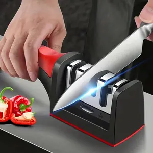 The Perfect Kitchen ORIGINAL Model 4643 Knife Sharpener, Blade Sharpener 3 Stages Professional Knife Sharpening Tool for all kinds of Kitchen Knives, Outdoor Knives,Pocket Knives, and Scissors camping straight knife electric knife sharpener ceramic knife