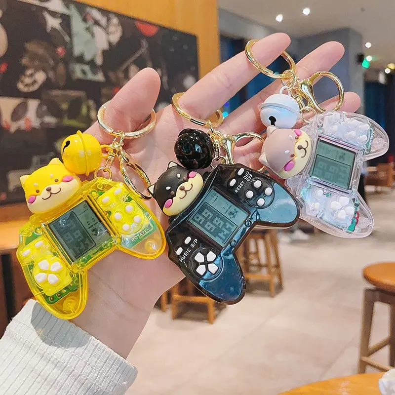 Unisex Cartoon Mini Handheld Game Console & Dog Head Tetris Funny Keychain Bag Charm, Whimsical Keychain Toys, Cute Durable Aesthetic Portable Stylish Luggage Backpack Twillies Hanging Gift Accessory