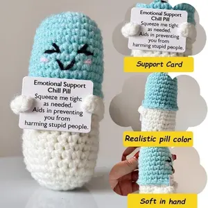 Mini Cute Knitted Yarn Doll, Handmade Capsule Toy, Positive Energy Card, Cartoon Decoration, Gift for Women, Birthday, Mother's Day