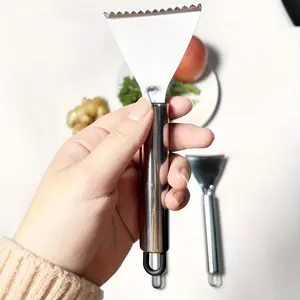 A Single Stainless Steel Tool for Removing Fish Scales, Ideal for Home Kitchens, Seafood Markets, And Outdoor Fishing Activities