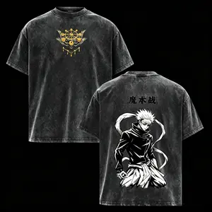 Jujutsu Kaisen Gojo Satoru Graphic T-Shirt, Vintage Washed Distressed Oversized Anime Tee, Retro Magic Battle Streetwear Top for Men Women, Anime Lover & Jujutsu Kaisen Fan Gift Shirt#Retro Washed Cotton T-Shirt