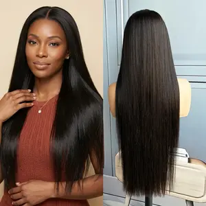 5x5 SDD Bone Straight Natural Black Color HD Lace Front Glueless 100% Raw Vietnamese Hair Wigs 200% Density Drawstring Cap or Normal Cap Available Super Double Drawn Human Hair Wig Can Be Curled