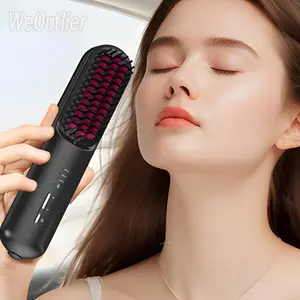 WeOutlier Portable USB Rechargeable Cordless Men Beard Hair Straightener Brush Mini Wireless 2 in 1 Woman Hair Straightener Comb Portable USB Rechargeable Cordless Men Beard Hair Straightener Brush Mini Wireless 2 in 1 Woman Hair Straightener Comb Po