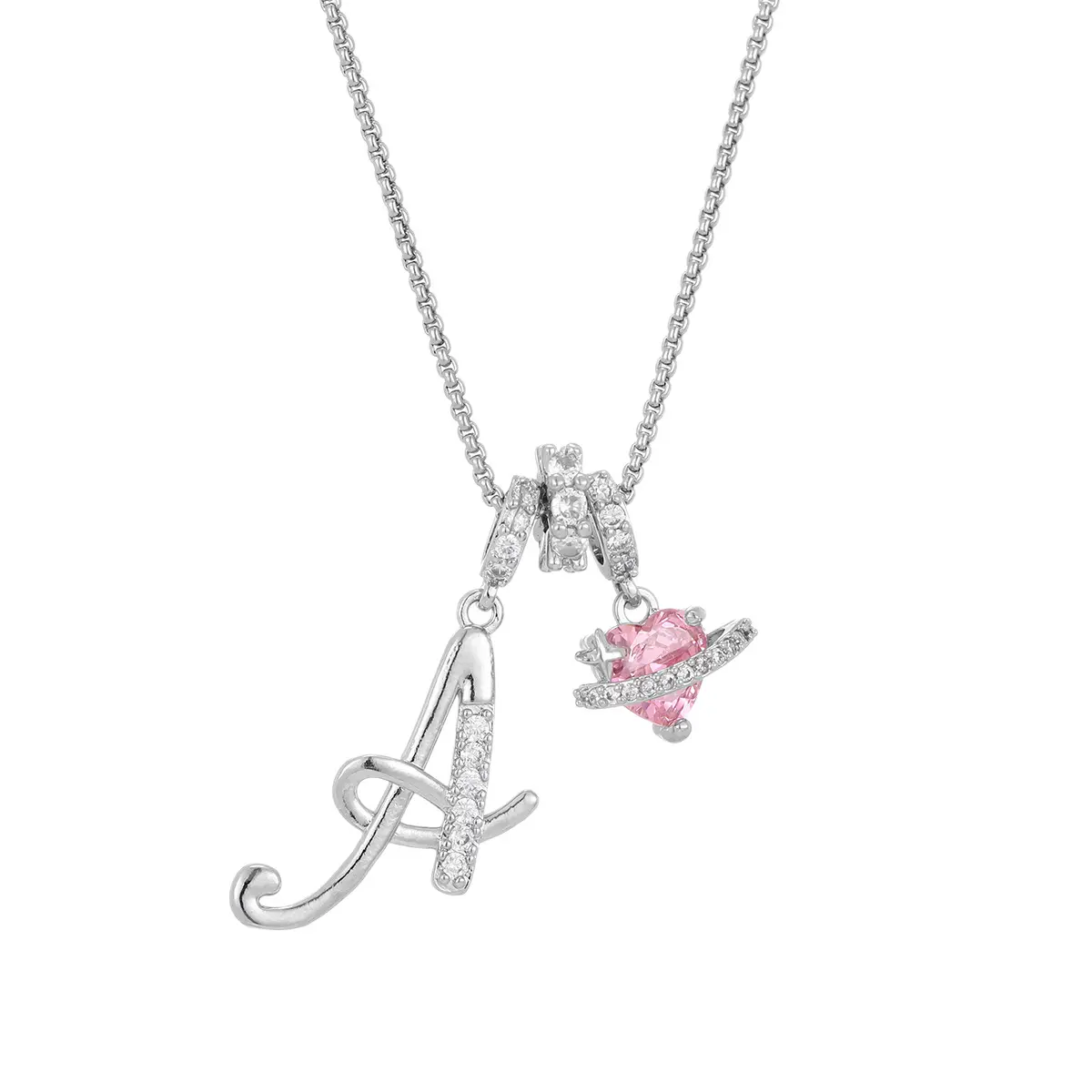 Art Design Letter Necklace Gold 3-Layering Initial A-Z Letter Pendant Necklaces for Women Snake Chain Choker Pink Heart Zircon Adjustable Length Necklace Jewelry For Christmas Art Design Letter Necklace Gold 3-Layering Initial A-Z Letter Pendant Necklaces for Women Snake Chain Choker Pink Heart Zircon Adjustable Length Necklace Jewelry For Christmas