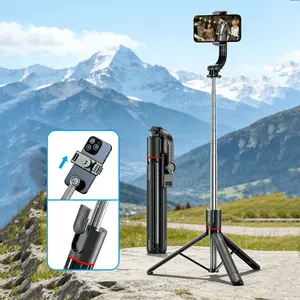 New Stable F15 1.7m Selfie Stick Tripod, Travel Tripod, Tripod Stabilizer, 360 Degree Adjustable Level and Vertical Shooting, Compatible with Foldable Phone Camera, Selfie Accessories