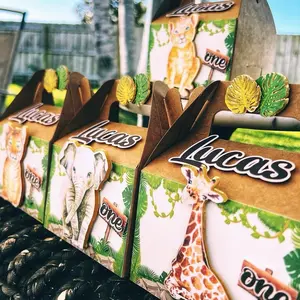 Safari Animal Favor Boxes. Personalized.