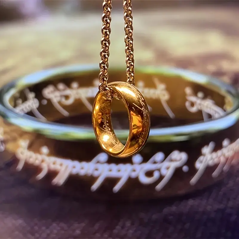 Lord of the Rings Inspired Stainless Steel Male Ring - Fade-Resistant, Elvish Look, Exquisite Detail Elvish Design for Men