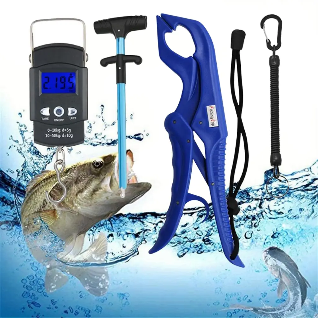 Complete Fishing Accessories Set, Includes Digital Scale, Digital Weighing Scale, Accurate Weight Measurements, Hook Keeper, Hanging Rope, Dehooker, Hook Remover, Essential Gear for Outdoor Camping