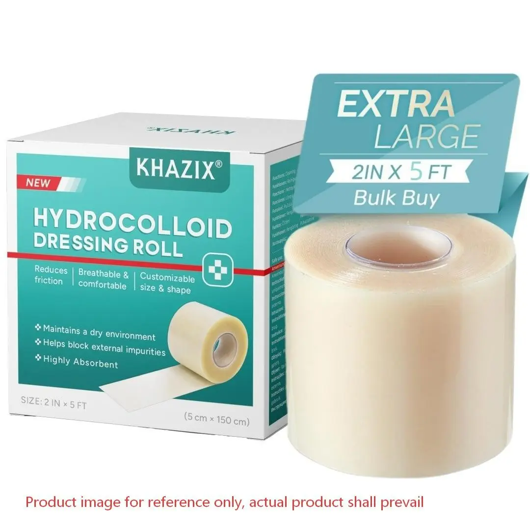 Customizable Hydrocolloid Roll, Cut-to-Size Skin Protective Tape for Face Blemish Spots and Heel Blisters, Highly Absorbent & Waterproof for Burn, Blister, Acne Care, First Aid Kit Essential, 5cm x 150cm / 2 in x 5 ft Bulk Buy
