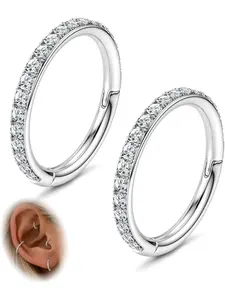 20G 18G 16G Cartilage Hoop Earring 316L Steel Silver Huggie Hoop Earrings Hypoallergenic Hinged Segment Rings Septum Nose Hoops Daith Conch Helix Tragus Piercing Jewelry 6mm/8mm/10mm High Quality Earrings