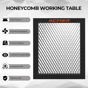 ACMER Stainless Steel Laser Engraving Honeycomb Bed: Cutting area dimensions 220x175 mm, product dimensions 260x215 mm. Equipped with precision measurement scales, suitable for small laser engravers. Precision measurement.