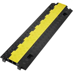 VEVOR Cable Protector Ramp, TikTokShopBlackFriday, 2 Channel, 22000 lbs/axle Capacity Heavy Duty TPU Wire Cord Cover Ramp Hose Protector Ramp Driveway, Traffic Speed Bump with TPR Flip-Open Top Cover, for Indoor & Outdoor