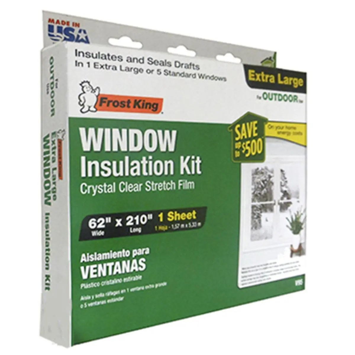 212 MAIN Thermwell V95H Extra Large Outdoor Window Kit - 62x210 in., Sun Shade Film, Window Privacy Solution