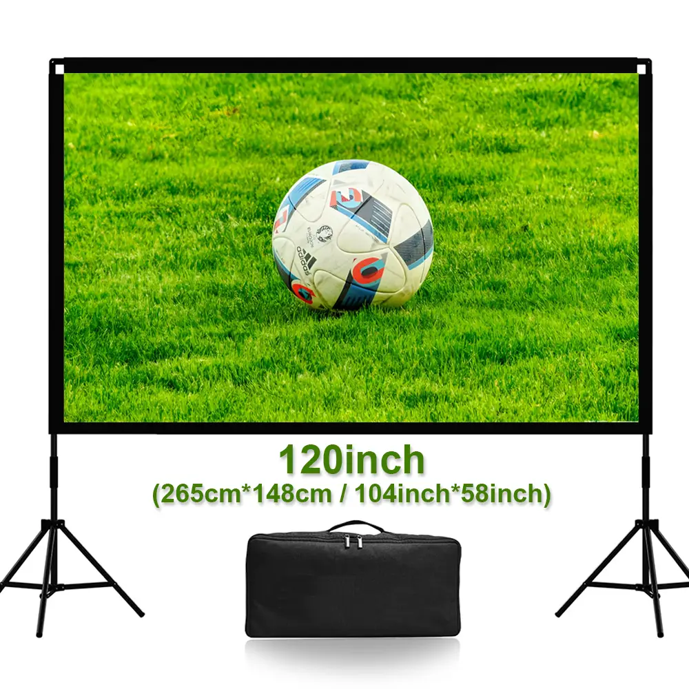 Projector Screen, 4K HD 100-120in Foldable Wrinkle-Free with Tripod Base, 9lbs Ultra Portable for Bedroom, Backyard Camping & Living Room Movie Nights, Projector For Bedroom