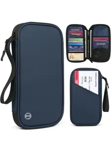 RFID Travel Passport Holder, Men's Letter Pattern Clutches, Lightweight Portable Travel Document Organizer, Passport Card Cover with Zipper Pocket, Travel Anti-theft Storage Bag, Travel Essentials, Passport Wallet