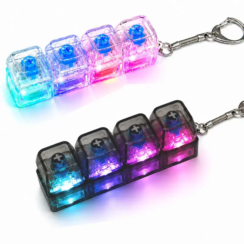 Stress-relieving Toy Mechanical Keyboard Compact Design with Crystal Keycaps LED Lights Transparent Acrylic Key Christmas giftchain Fidget Relief Fidgettoys