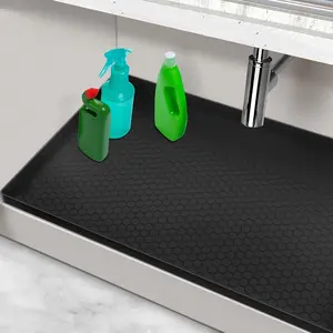 Under Sink Mats for Kitchen ,  Under Kitchen Sink Mats and Protectors for 34" x 22" Cabinets, Under Sink Tray Organizer, Shelf Liners Cabinet Liner for Kitchen and Bathroom, Black
