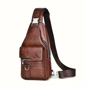 【Local Delivery】Maxoner Men Women Waterproof PU Leather Sling Bag Crossbody Shoulder Bag Chest Pack Zip for Sport Hiking Walking