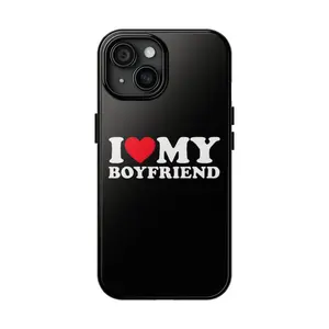 Glittercutie I Love My Boyfriend I Heart My Boyfriend Bf Phone Case For Girl GF I am Taken Phone Cover Hard Case Tough 2-piece Magnetic Phone Cases