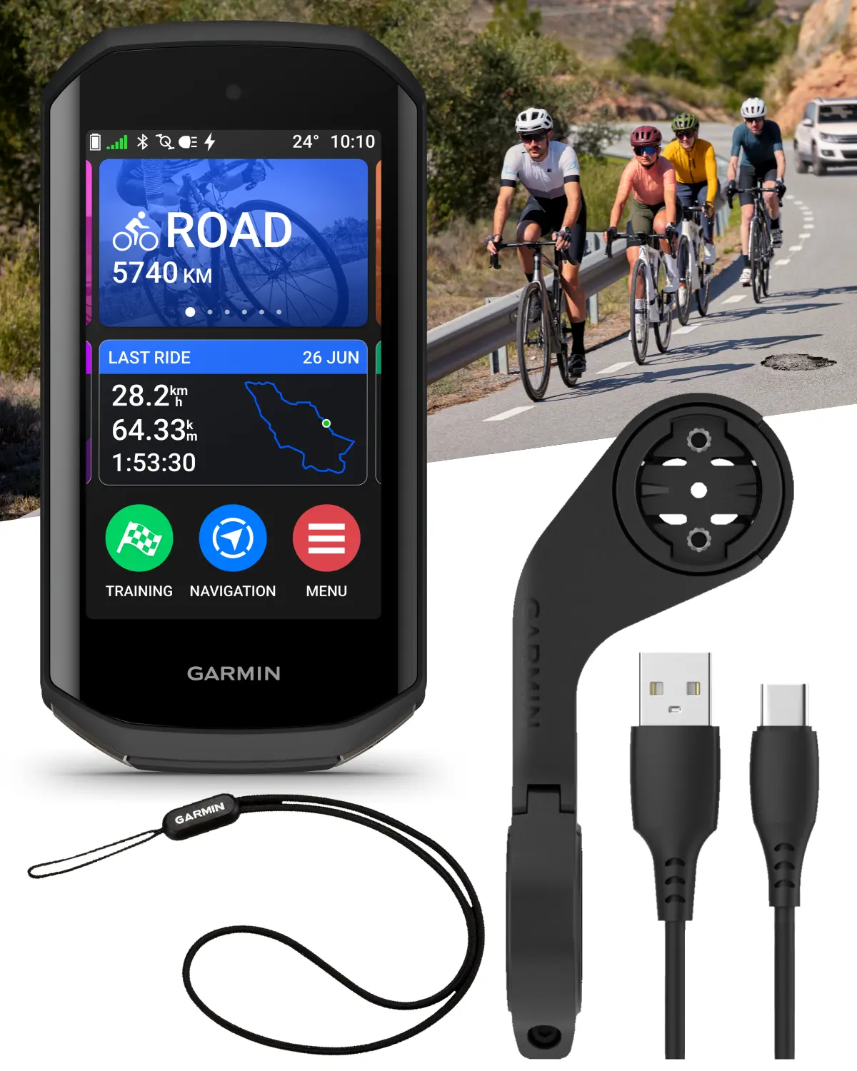 Garmin Edge 1050 (010-02890-00) Premium Touchscreen Bike Computer, Rechargeable GPS Device with Color Map Navigation and 64GB Memory