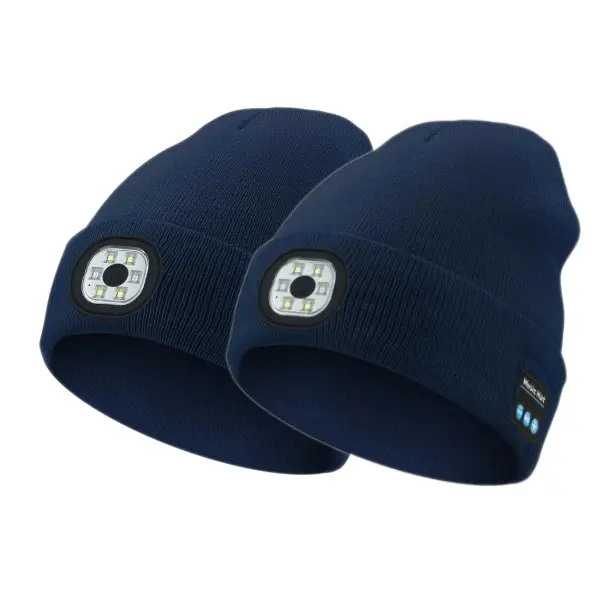Winter Warm Knitted Hat LED Rechargeable Lighting Hat Wireless Bluetooth Music Hat Camping Night Run