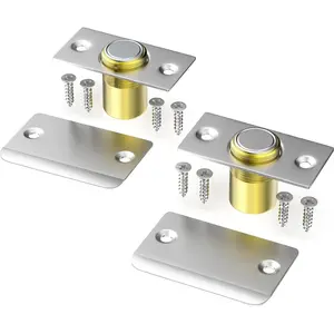 Upgraded Magnet Door Catch, Adjustable Strong Magnetic Ball Catch for Top of Door, Replacement for Ball Catches, Concealed Magnet Door Latch for French Double Doors Closet Door Hardware 2 Pack Silver