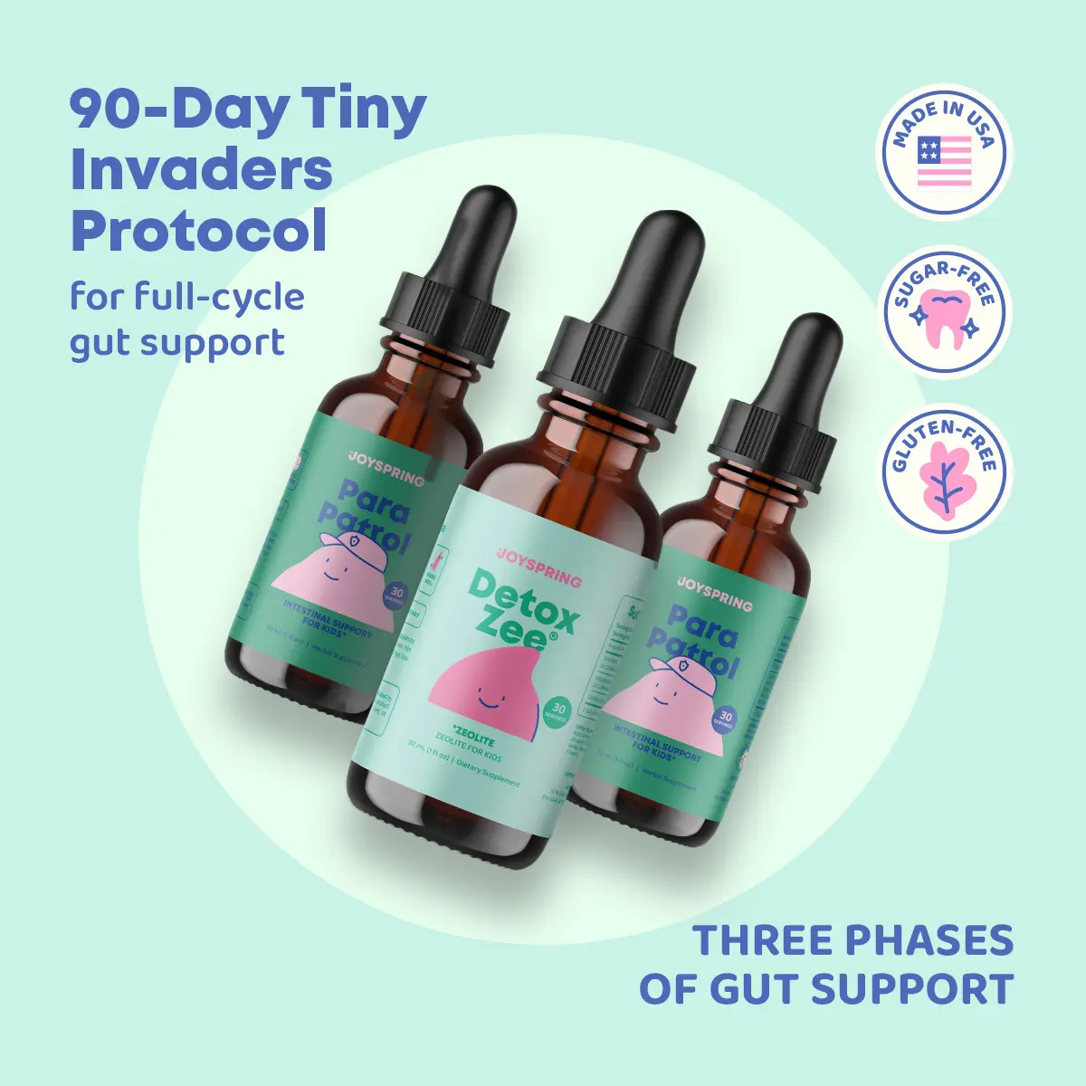 JoySpring Gut Balance & Detox Support Bundle | 1 DetoxZee + 2 Para Patrol Liquid Cleanse