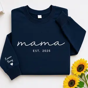 Custom Embroidered Mama Sweatshirt, Personalized Mom Sweatshirt, Pregnancy Announcement, Mothers Day Gift Crewneck for Mom