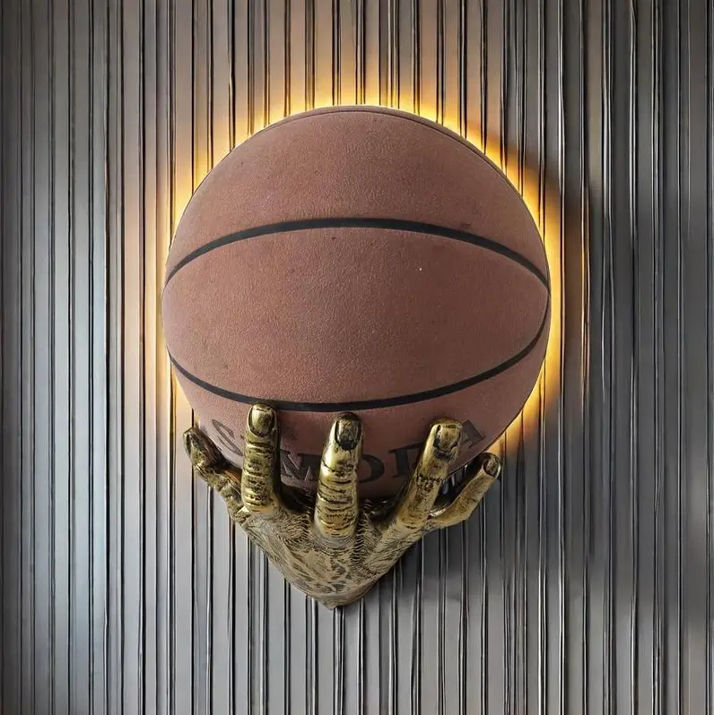 Cool Hand Basketball Wall Mount Display - Unique Sports Decor for Man Cave & Game Room, Hypebeast Bedroom Ball Holder Storage Rack