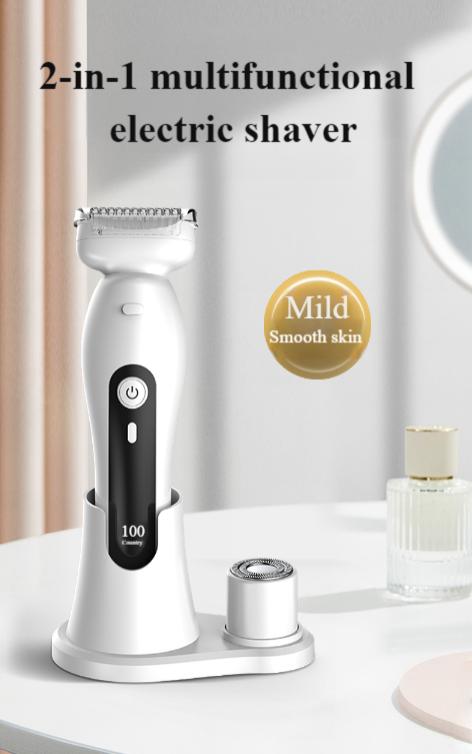 Bikini Trimmer for Women, Electric Shaver and Razor Rechargeable 2-in-1 Body and Facial Epilator, Dual Heads for Painless Trimming of Pubic Hair, Face, Underarms and Legs, Waterproof #springtok