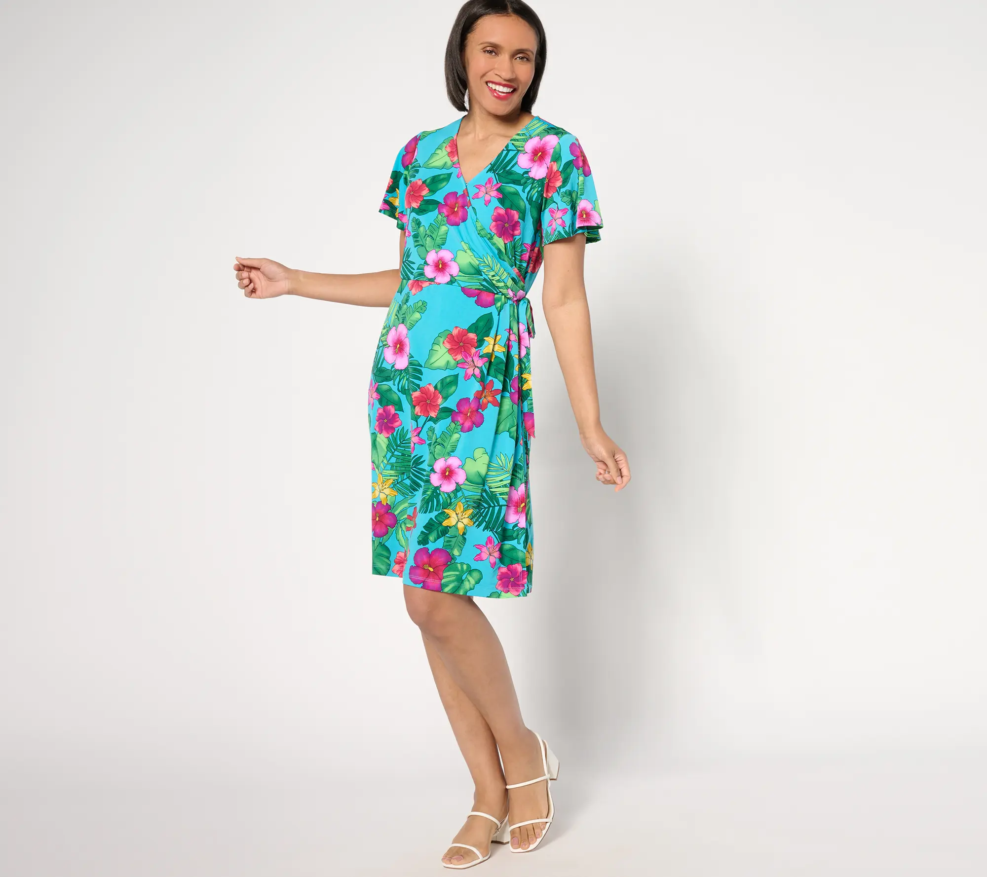 Susan Graver Regular Liquid Knit Faux Wrap Dress