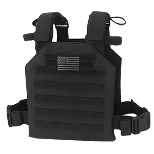 Adjustable Lightweight Tactical Molle Vest With Flag Patch For Outdoor Hunting And Training