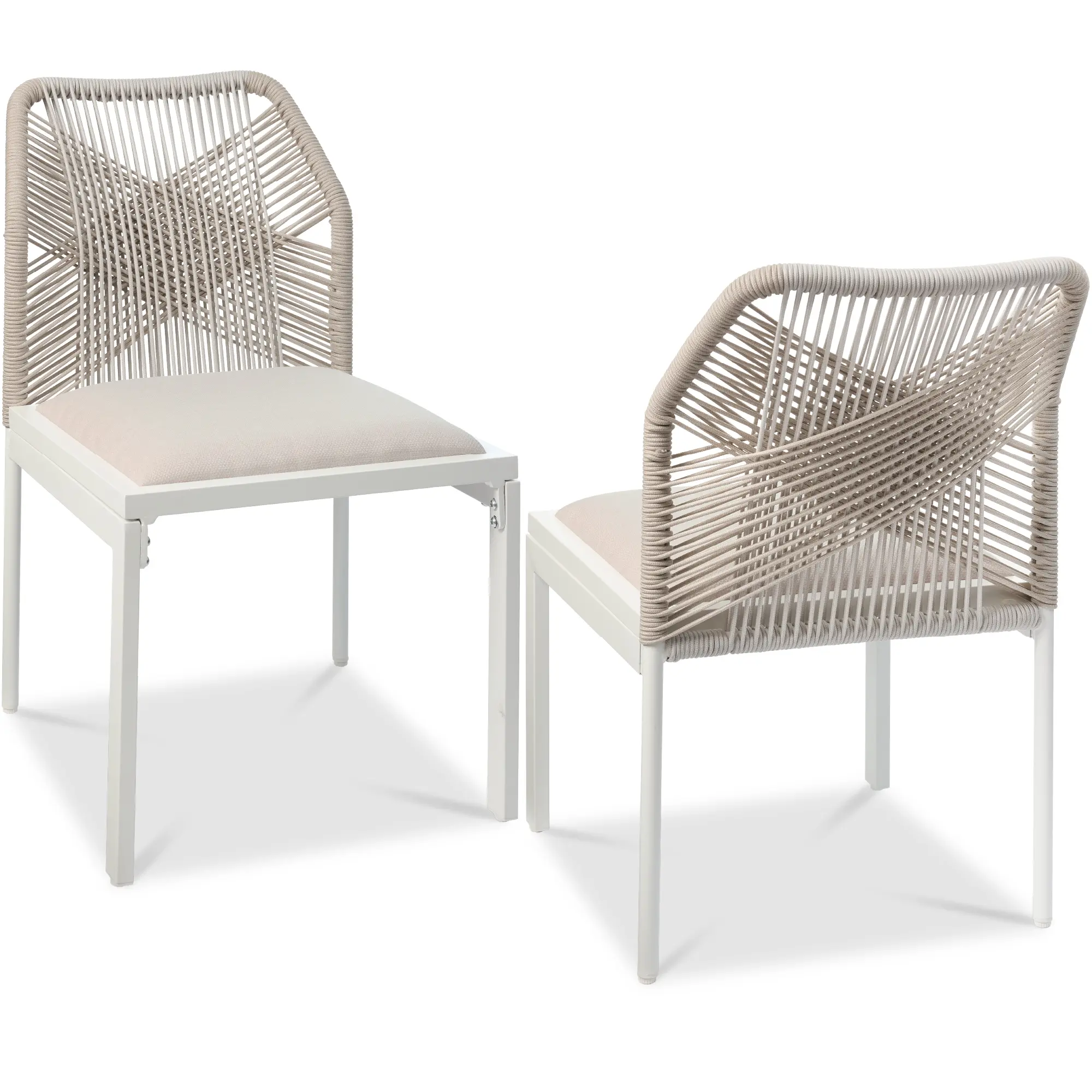 Best Choice Products Set of 2 Indoor/Outdoor Aluminum Woven Side Dining Chairs w/ All-Weather Rope