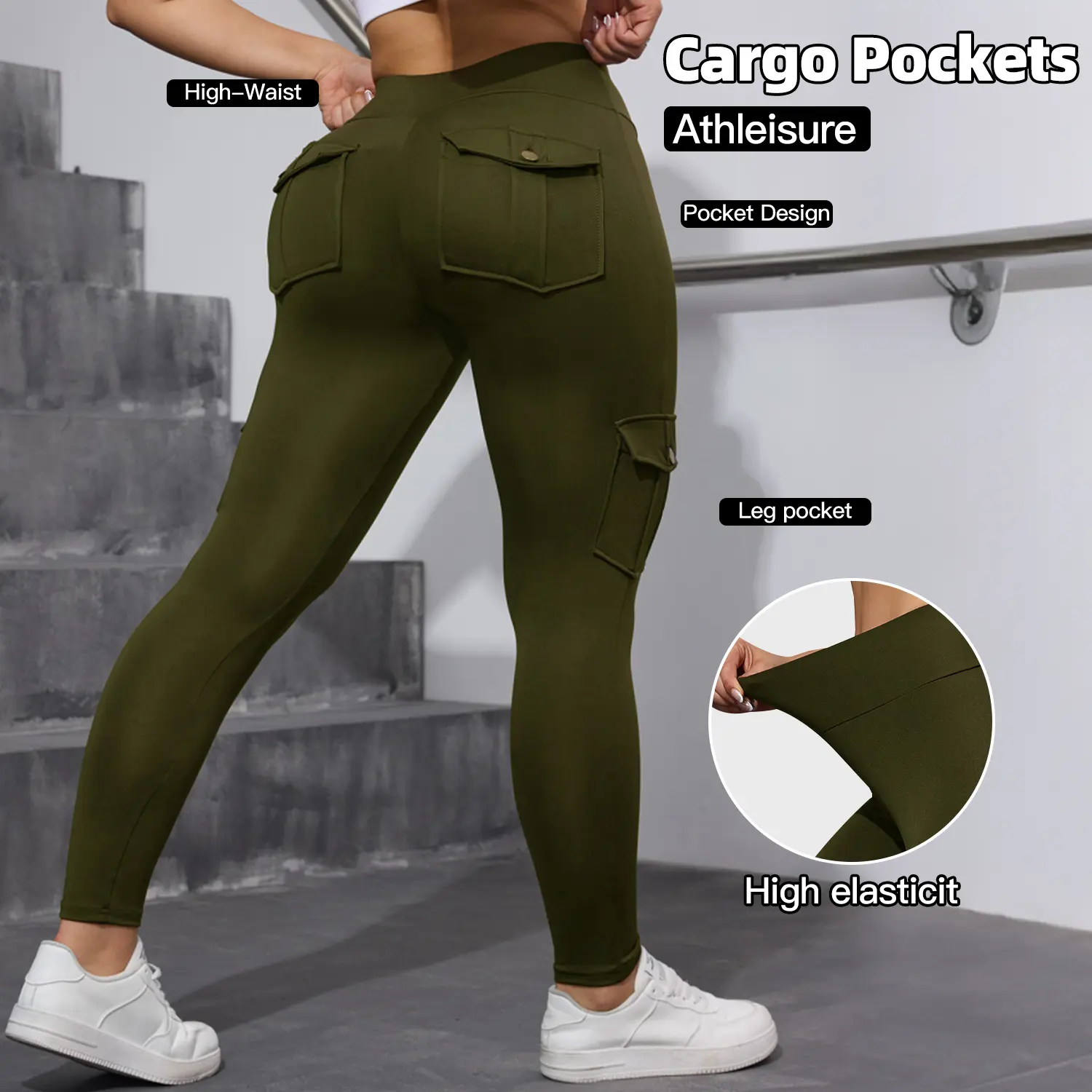 Women’s yoga leggings with cargo pockets, multiple flap pockets, tight-fitting pants for everyday outdoor casual fitness activities summerwins Gym Workout Sportswear Gym Sportswear Bottoms Gym Exercise Activewear