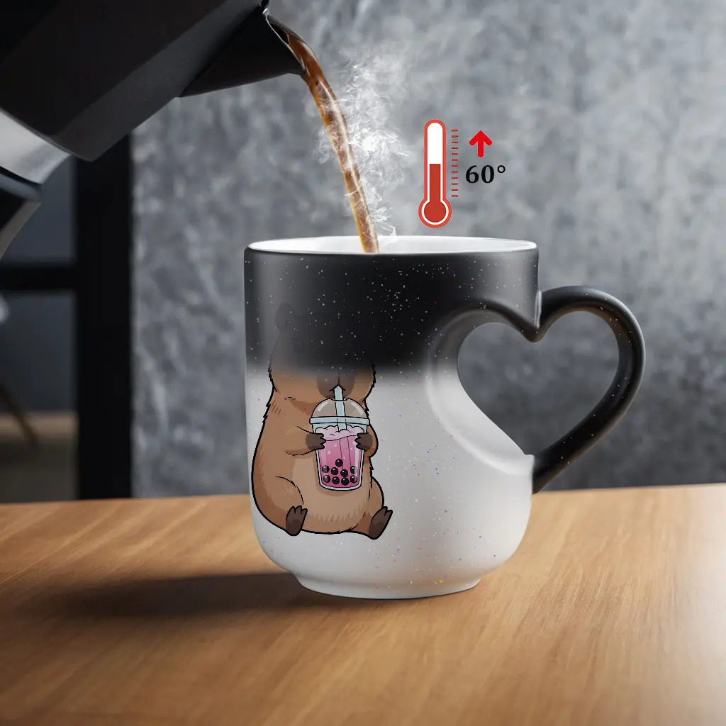 11oz Adorable Capybara Cartoon Color-Changing Starry Night Ceramic Mug, Hand Wash Only, Perfect for Coffee, Tea, or as a Thoughtful Gift for Capybara Lovers, Funny Gift Mug, Coffee Cups