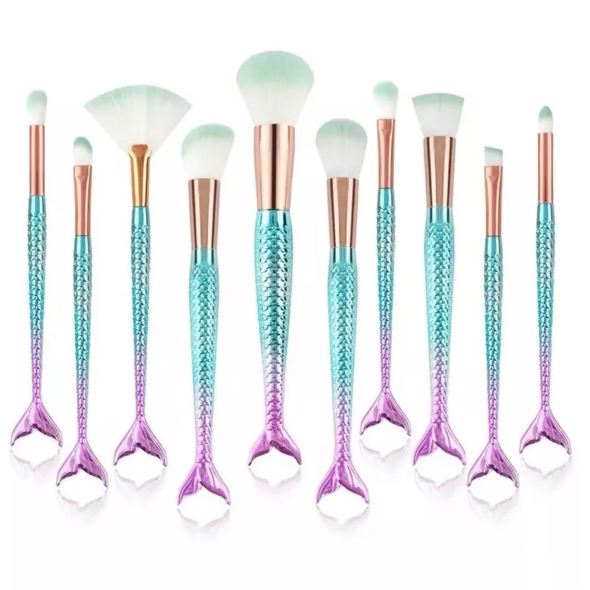 10 Piece Makeup Brush Set! mermaid style.