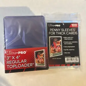(COMBO) Ultra-PRO 3" x 4" Regular Toploader for Thick Cards, Includes 100 Penny Sleeves, Protects Collections, No Free Space