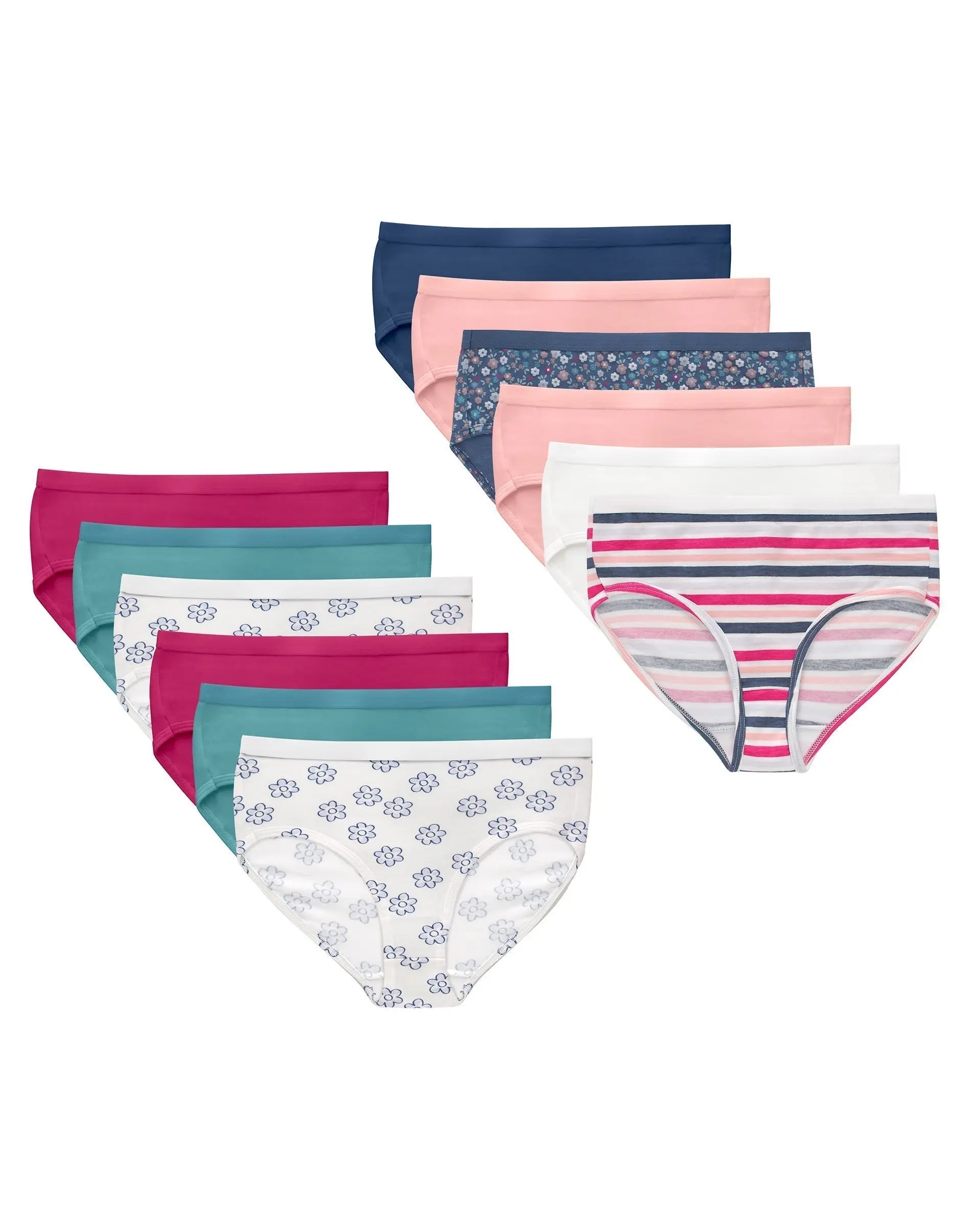 Hanes Girl's Underwear Briefs, 12-Pack, Cotton-Stretch Assorted