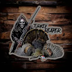 Turkey Reaper Wild Turkey hunting sticker, Laptop Water Bottle Decal Sticker