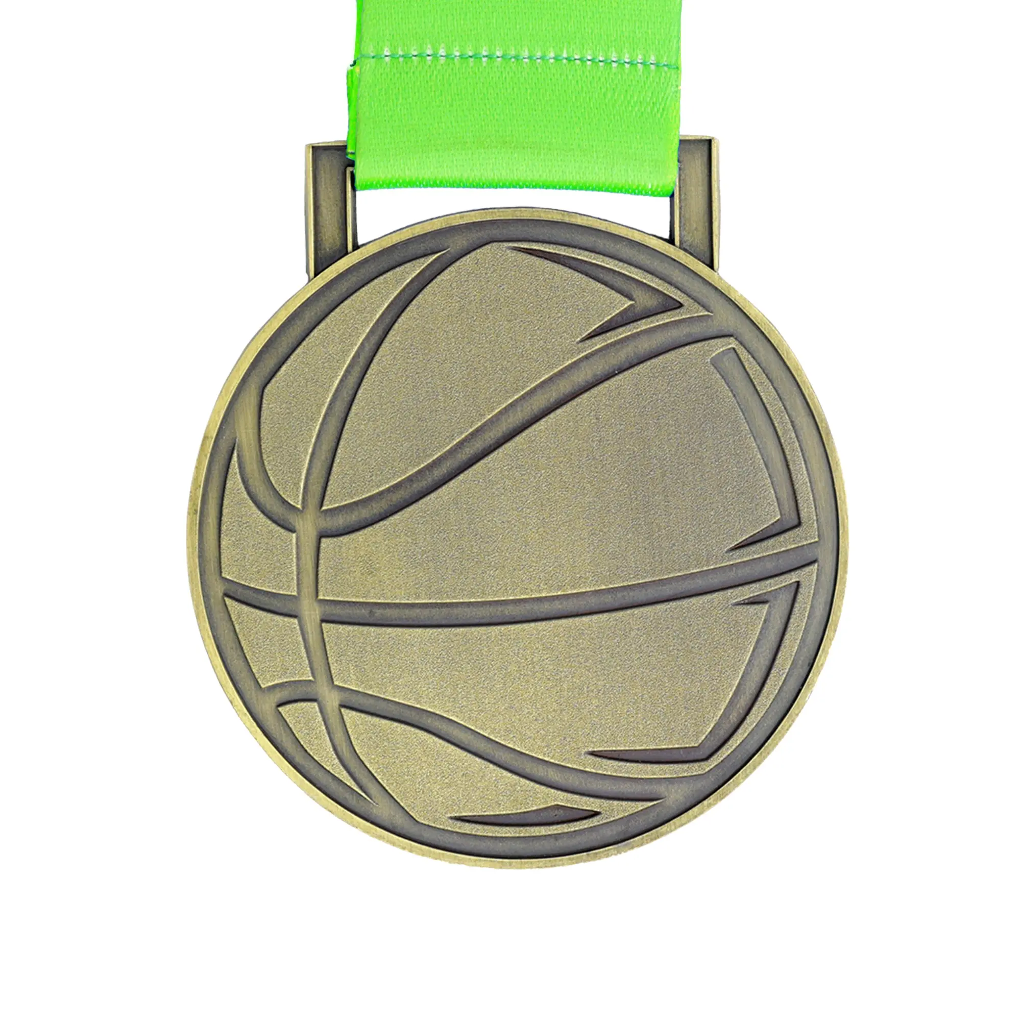 MED27 Basketball Medal - Antique Bronze&Green