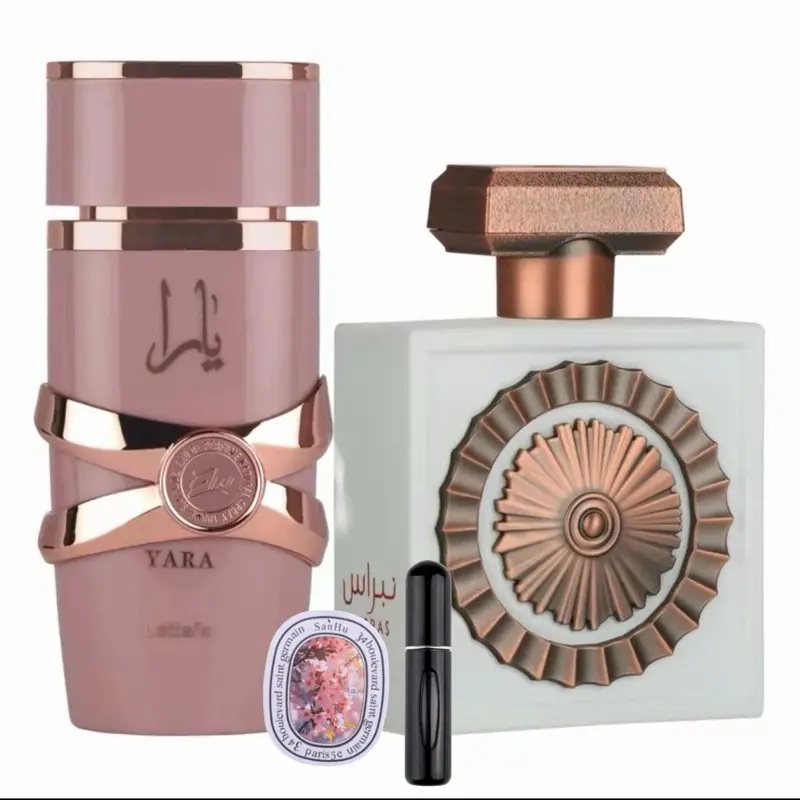 The Elixir Bundle- Lattafa Pride Nebras Elixir + Yara Elixir EDP 100ml Spray 5ml refillable perfume bottle with scented car Creamy Sweet Musky Arabian Fragrance